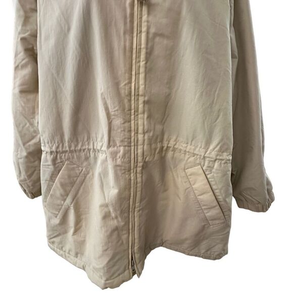 Eddie Bauer ~ Ivory Anorak Jacket ~ Plaid lining ~ interior drawstring ~ size M - Picture 3 of 9